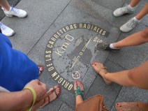 This is Kilometer Zero in the Puerta del Sol in Madrid. They say that if you step on it, it means you will return to Madrid one day. This was my third time stepping on it!