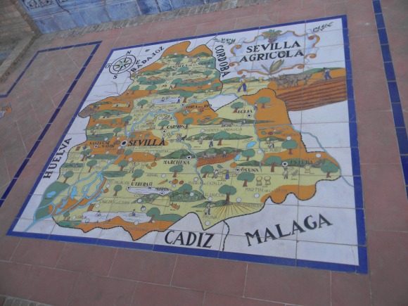 La Plaza de España - a map of the region of Sevila and the city Sevilla.